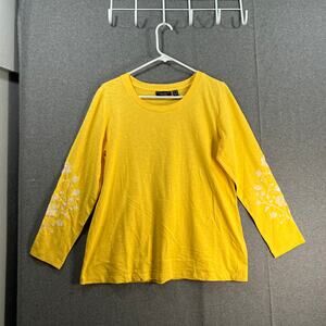 Susan Graver Weekend Petite Textured Cotton Tunic Yellow Size Petite Medium